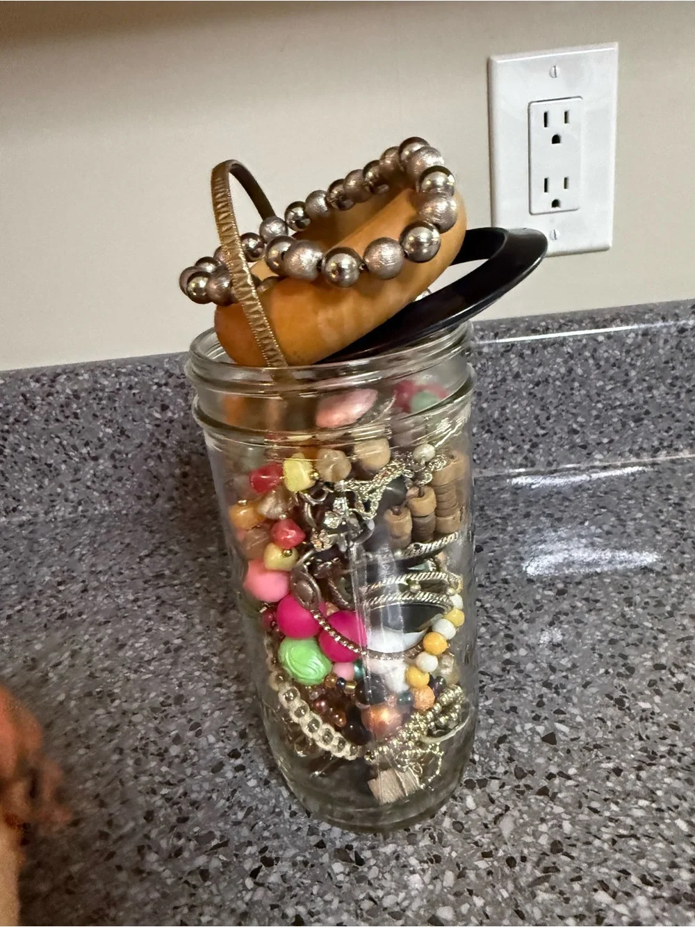 Vintage/Estate Assorted Jewelry in Glass Jar - Multicolor